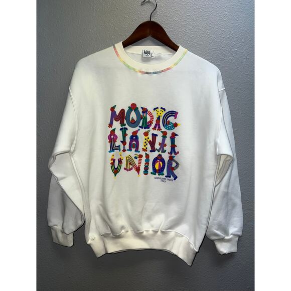 Modigliani Iunior Sweatshirt Italy Spellout Character Multicolor Crewneck Large - Picture 1 of 13